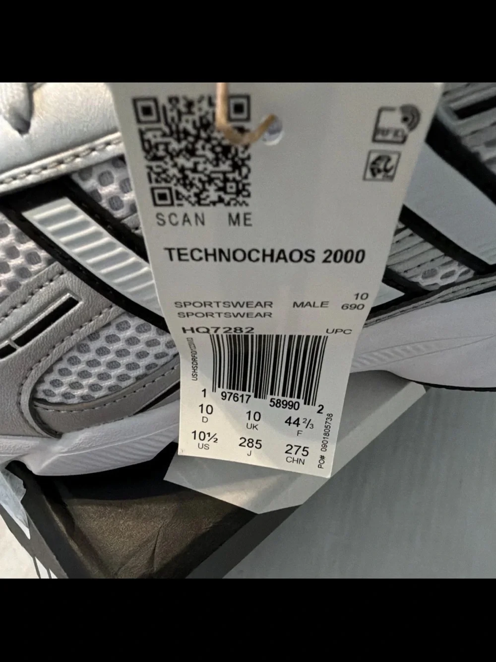 Adidas Technochaos 2000 White and Silver Mesh Athletic Sneakers Size 10.5 M